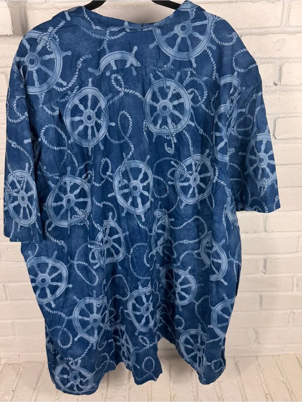 Polo Ralph Lauren Nautical Ship Wheel Linen‎ Blend Camp Shirt 4X Big